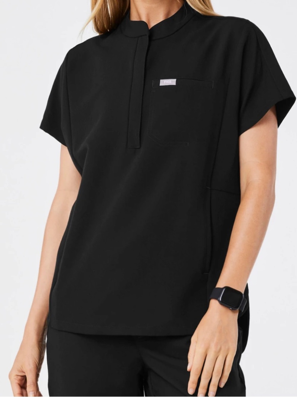 Figs Black Scrub Top